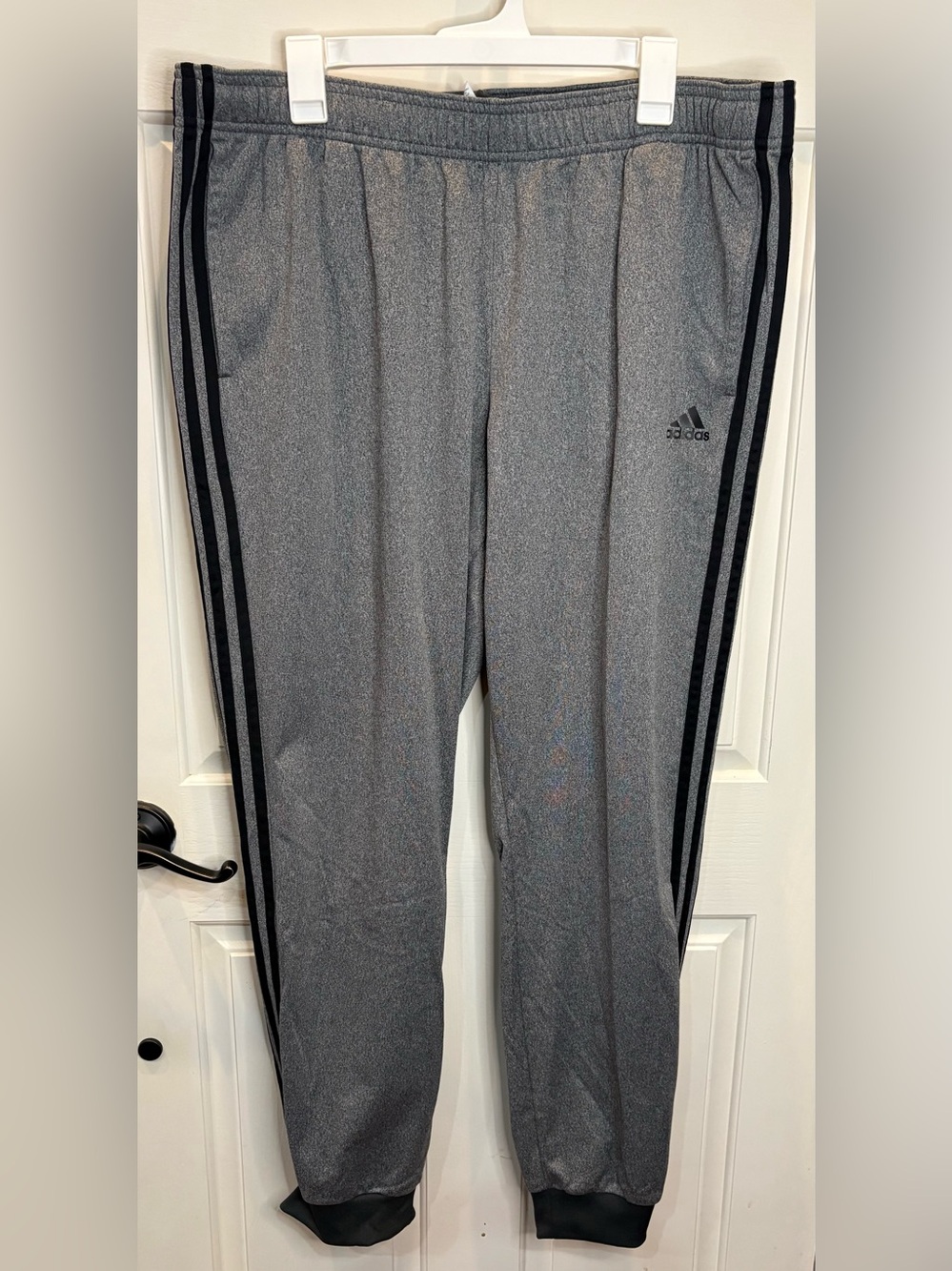 adidas Men’s Jogger Pants Gray/Black 2XL Regular Fit 3-Stripe Pockets